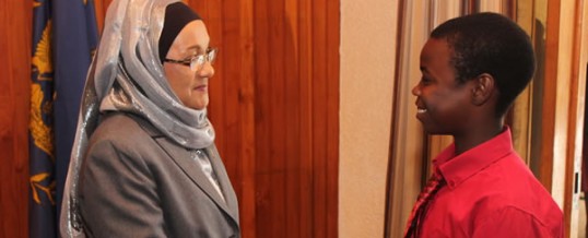 Raziah Ahmed acting President of the Republic of Trinidad and Tobago, receives Talented Teens