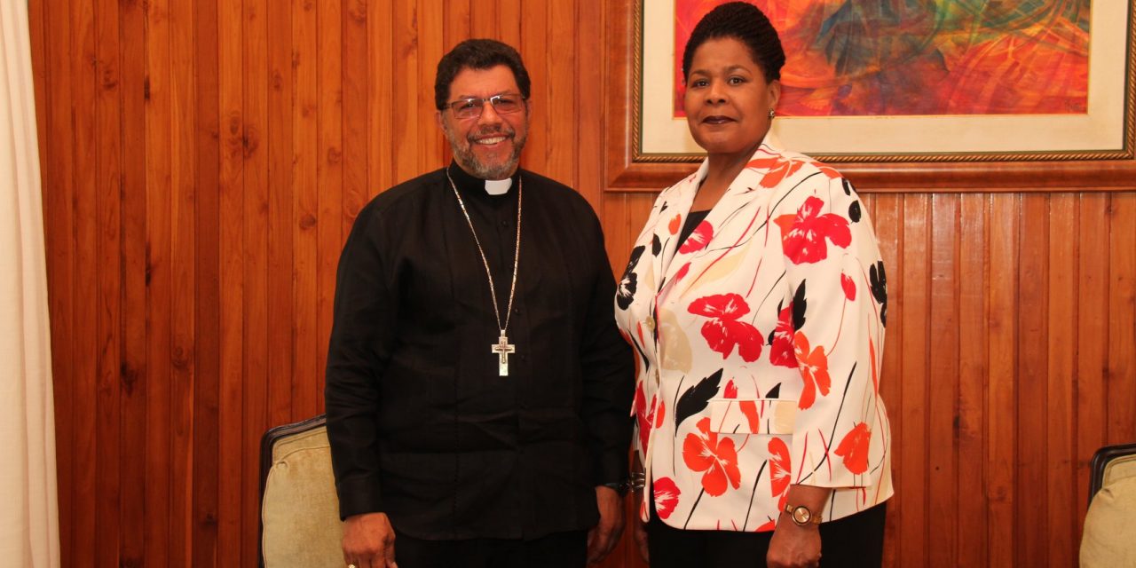 The Most Reverend Charles Jason Gordon, Archbishop of Port of Spain visits President Weekes