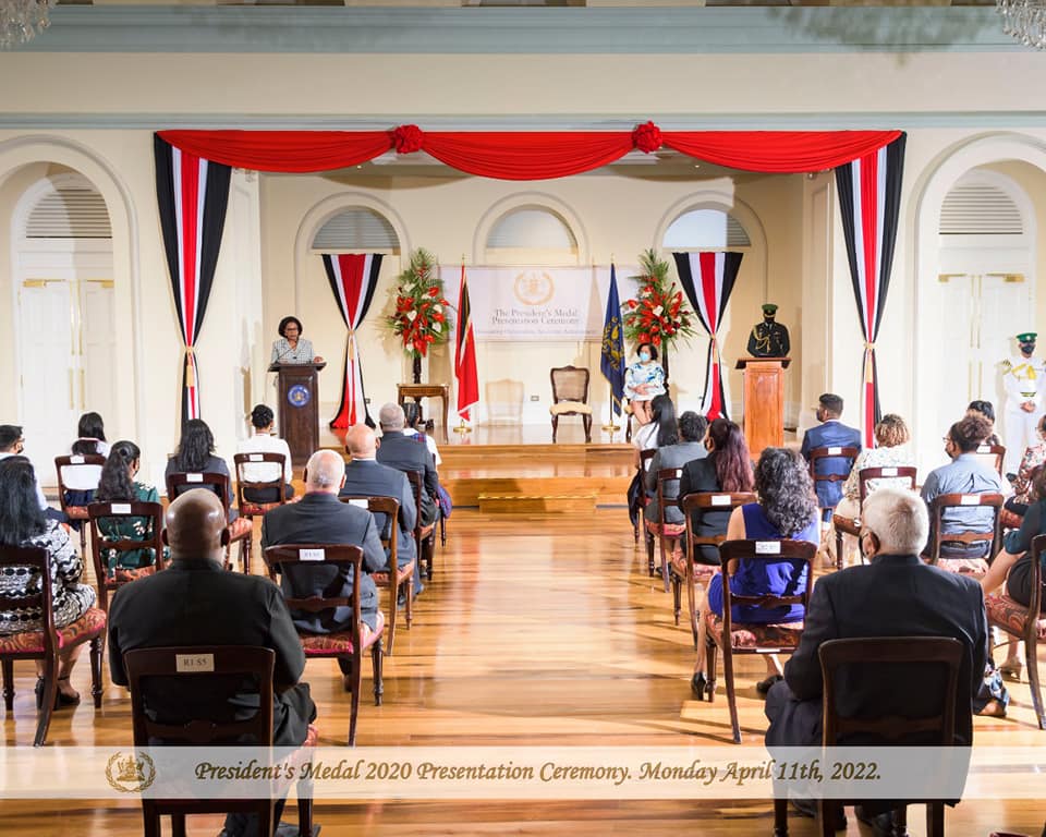 President Weekes delivers the feature address at this morning's President's Medal 2020 Presentation Ceremony at the Ballroom of The President's House.