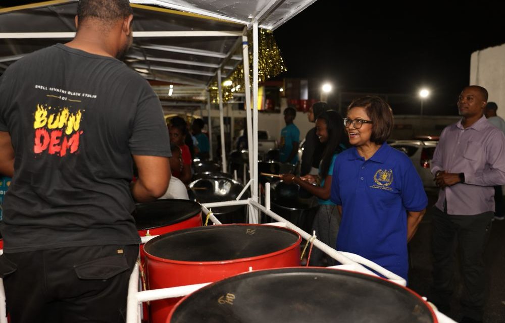 Their Excellencies visit the Shell Invaders Steel Orchestra