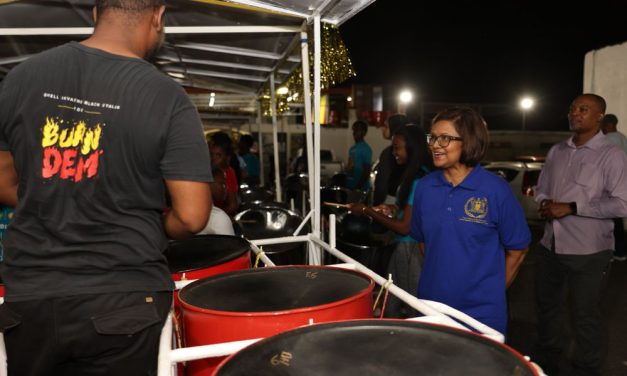 Their Excellencies visit the Shell Invaders Steel Orchestra